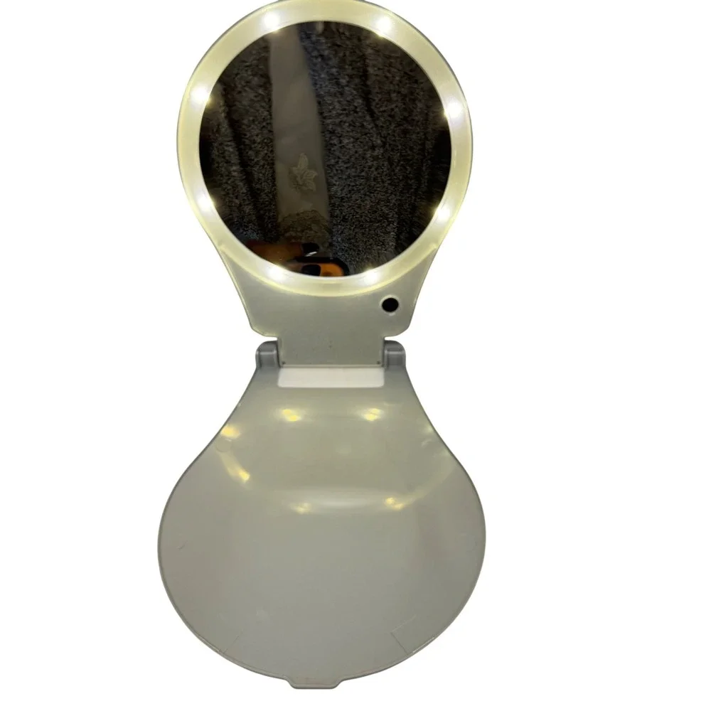 Unbranded Folding Vanity Mirror Unisex OS Gray LED Lighted Portable Compact
